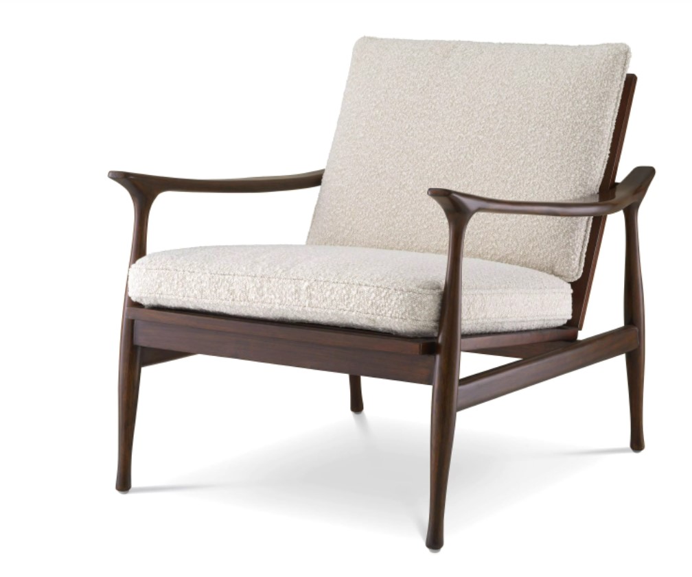 Стул Eichholtz Manzo classic brown finish bouclé cream incl cushions 116223