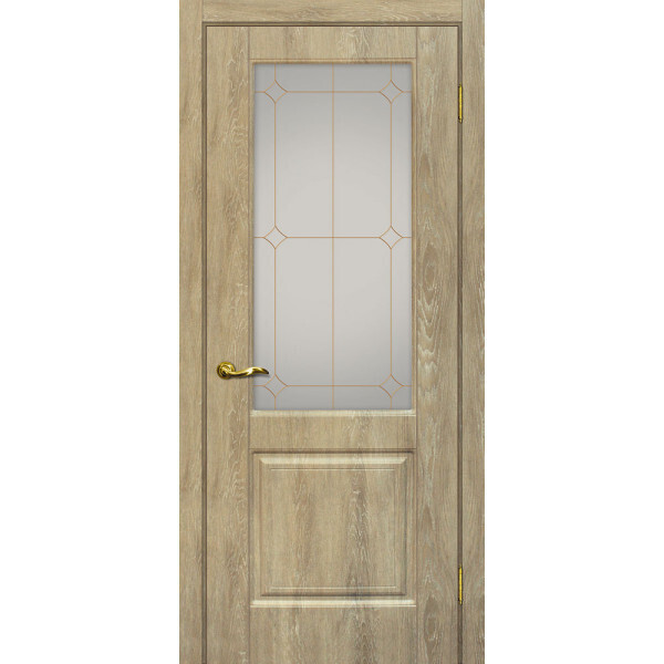 Межкомнатная дверь Graf Версаль-1 Сатинат, контурный полимер золото Дуб песочный (2000 х 900)