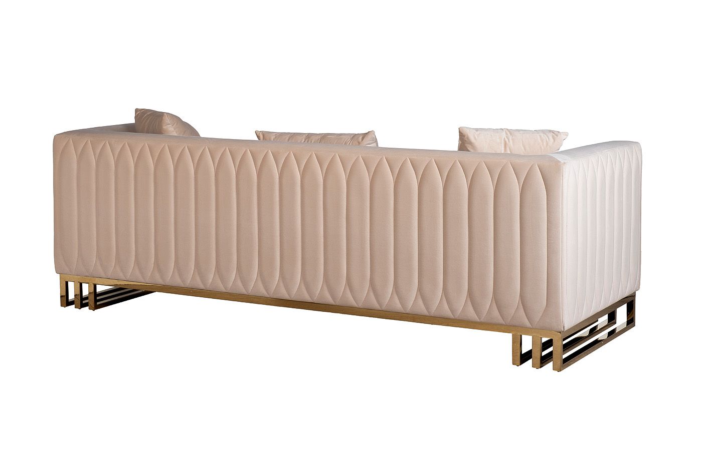 Диван треестный велюровый бежевый Garda Decor 102AN-20493