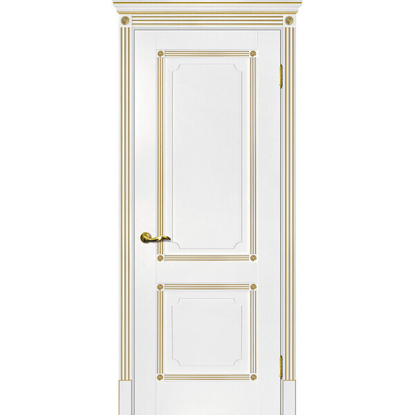 Межкомнатная дверь Graf Флоренция-2 белый, патина золото (2000 х 800)