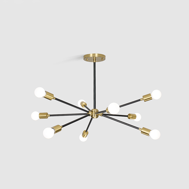 Люстра на штанге SPUTNIK D75 Gold/Black tubes by ImperiumLoft