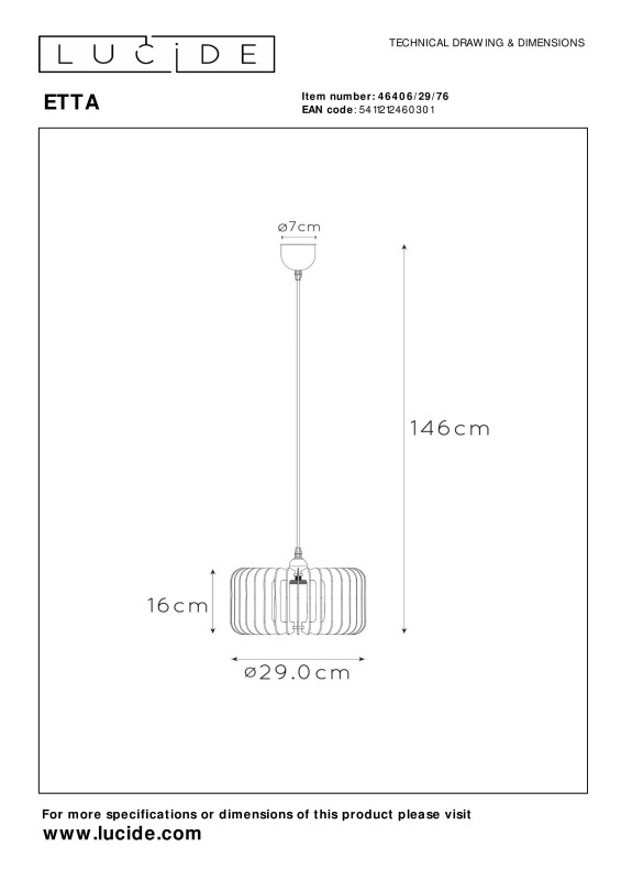 Подвесной светильник LUCIDE 46406/29/76
