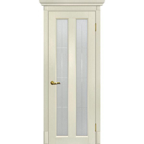 Межкомнатная дверь Graf Тоскана-5 Сатинат, контурный полимер б-цв. рис. Решетка Ваниль (2000 х 800)