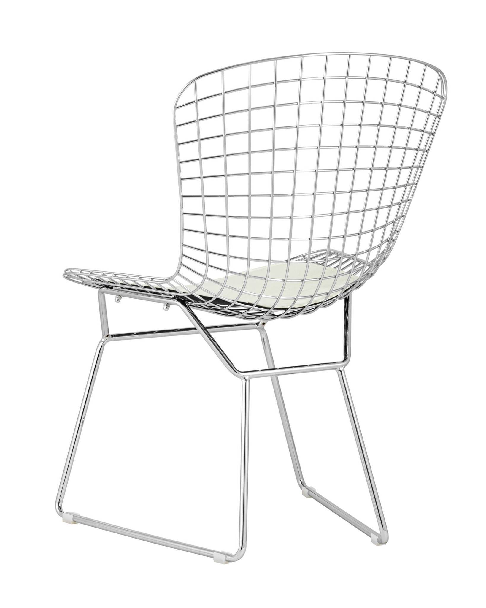 Стул обеденный Bertoia хромированный с белой подушкой Stool Group