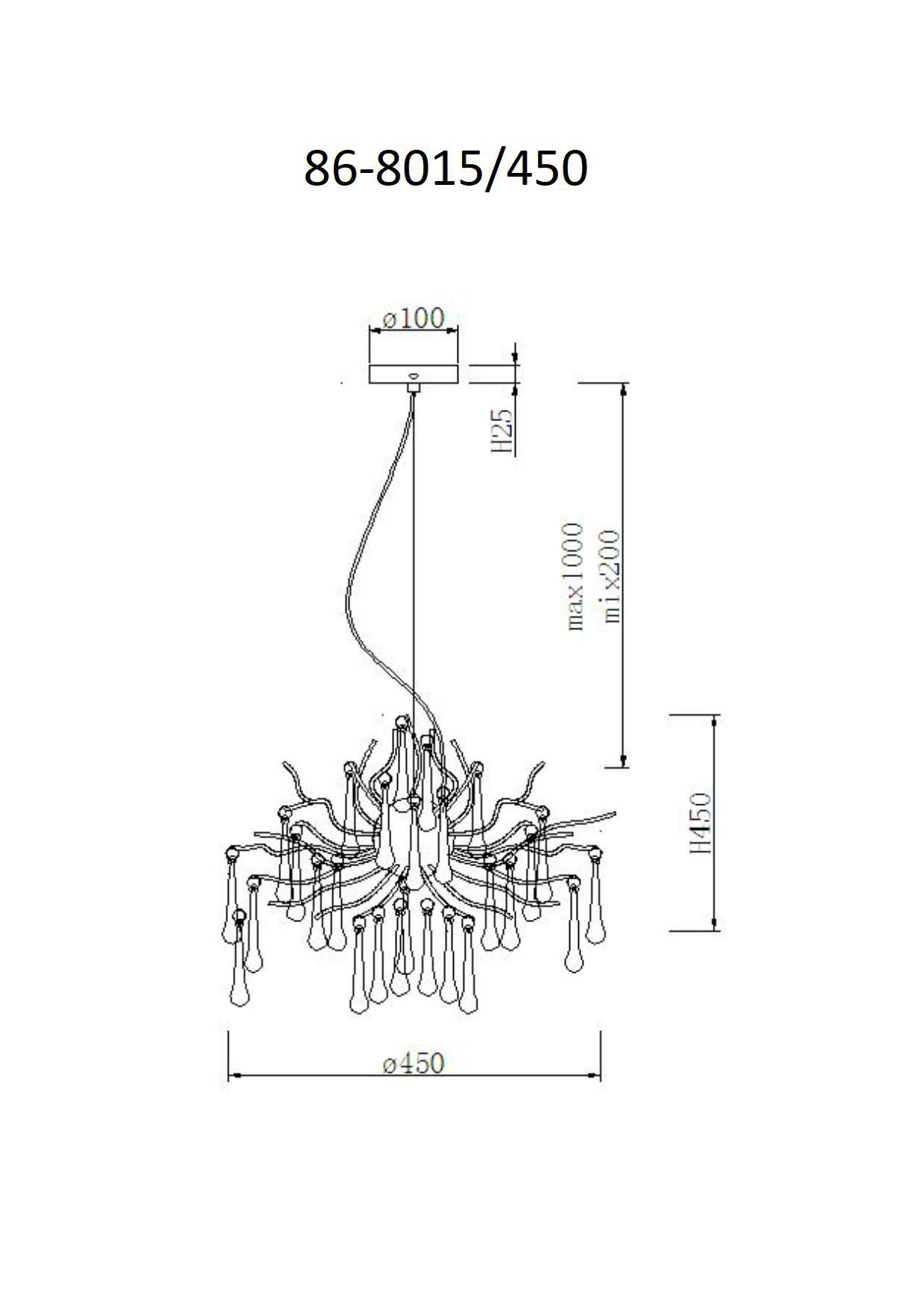 Люстра подвесная "Капли" круглая (шампань) Garda Decor 86-8015/450