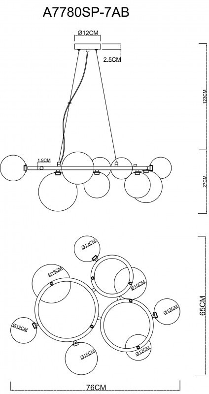 Подвесная люстра Arte Lamp A7780SP-7AB