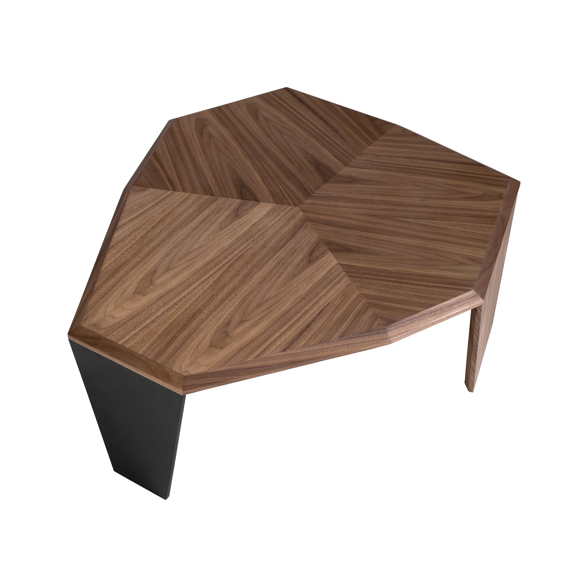 Ассиметричный журнальный столик 2136/MH2302A из ореха и черного ПВХ Angel Cerda