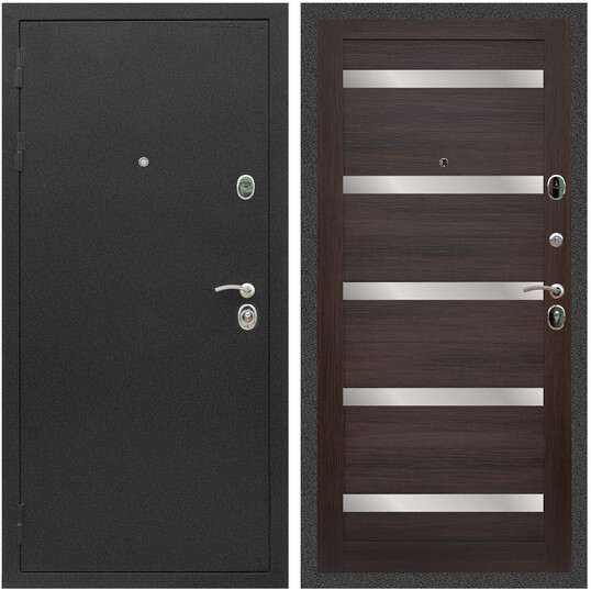 Дверь входная Graf Люкс ТП-70 Черный крокодил / МДФ 16 мм СБ-14 Эковенге стекло белое