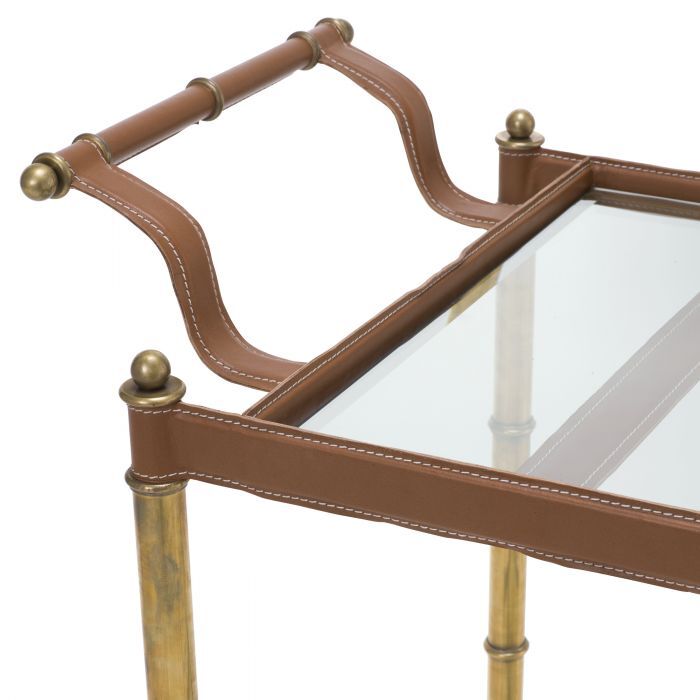 Тележка Eichholtz Princess vintage brass finish tan leather 115187 Тележка Eichholtz Princess vintage brass finish tan leather 115187