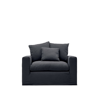 Кресло Nora со съемным чехлом серо-антрацитовое из льна и хлопка La Forma (ex Julia Grup)