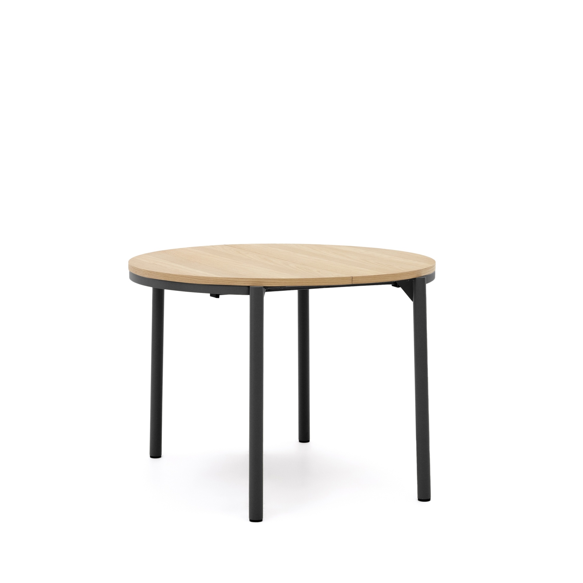 Montuiri Круглый раздвижной стол из дубового шпона с ножками черного цвета, Ø90(130) см La Forma (ex Julia Grup)