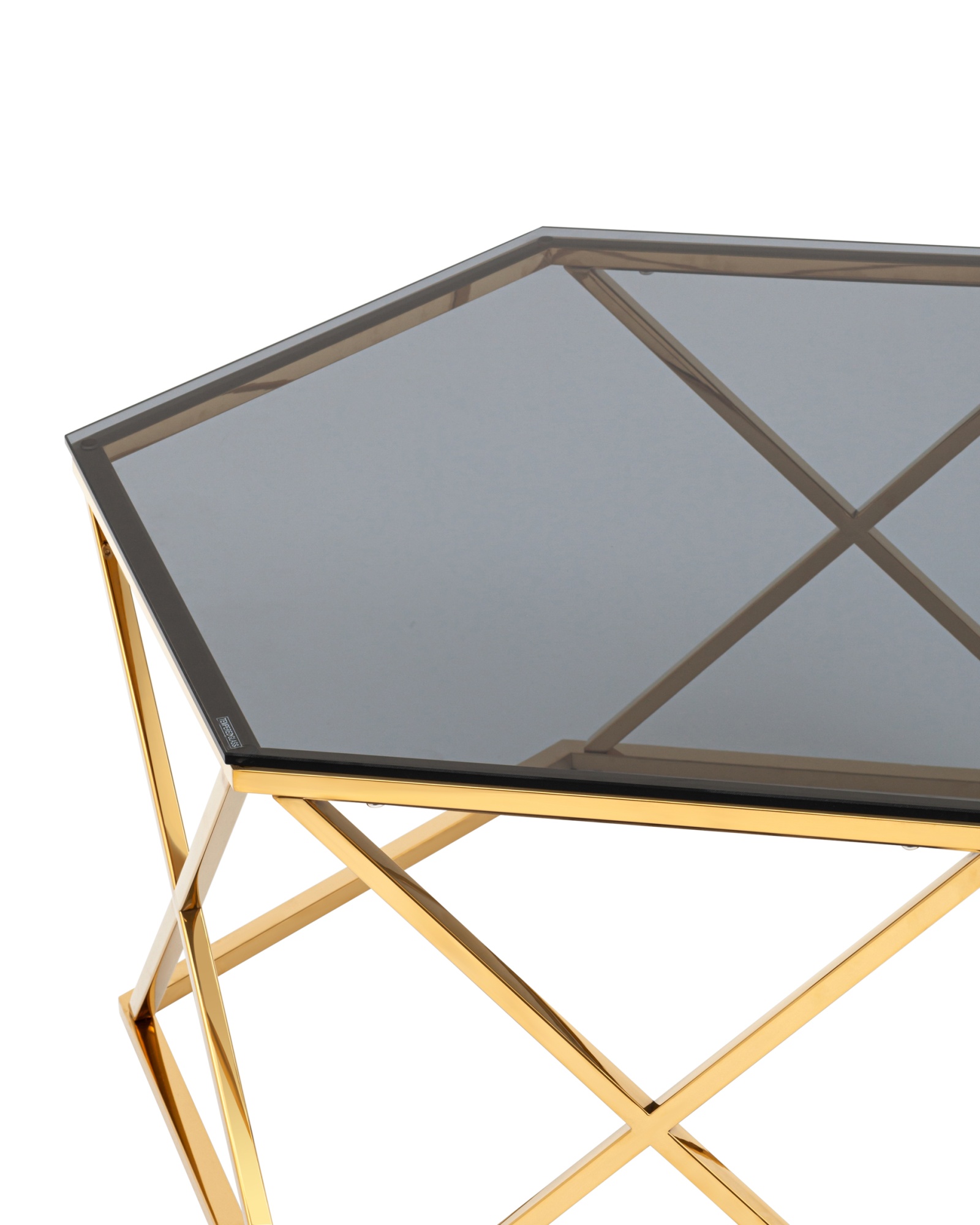 Журнальный столик Круз 93*80 стекло smoke сталь золото Stool Group
