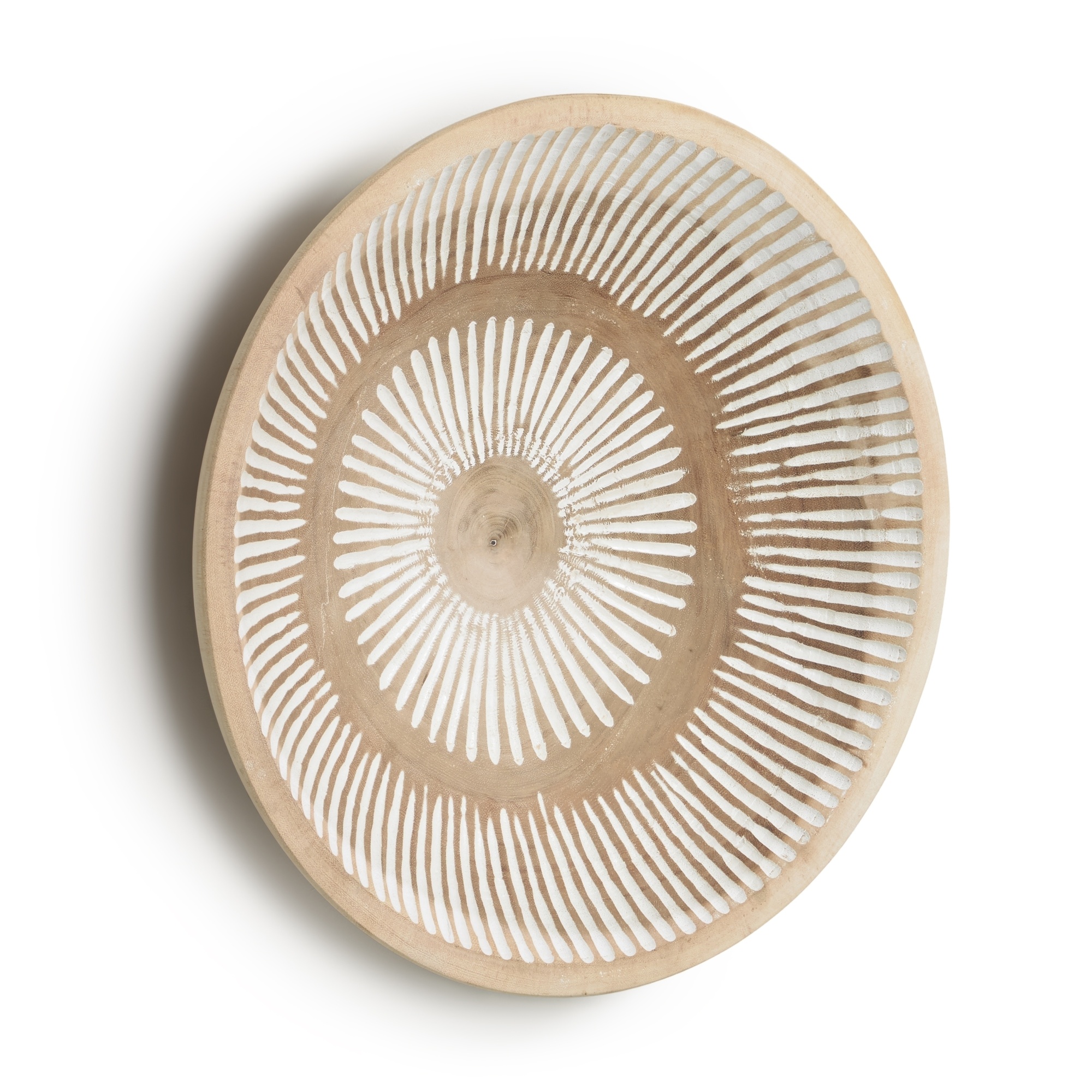 Настенная панель Mely из массива альбиции в белую полоску Ø 49 см La Forma (ex Julia Grup)