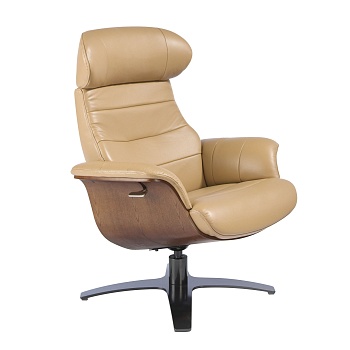 Поворотное кресло 5087/A928-M5668 с обивкой из песочной кожи Angel Cerda