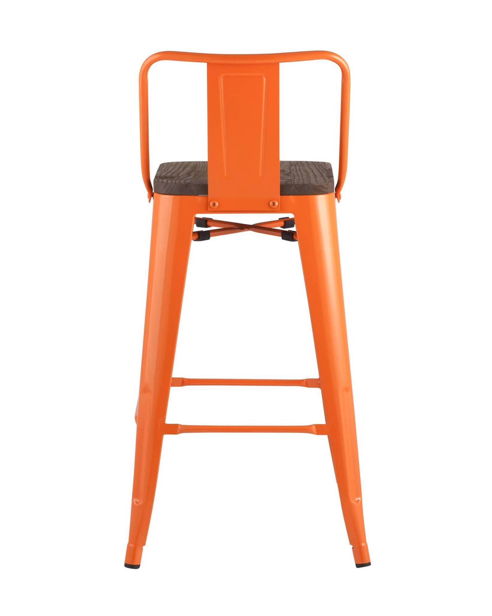 Стул полубарный TOLIX WOOD со спинкой оранжевый глянцевый Stool Group