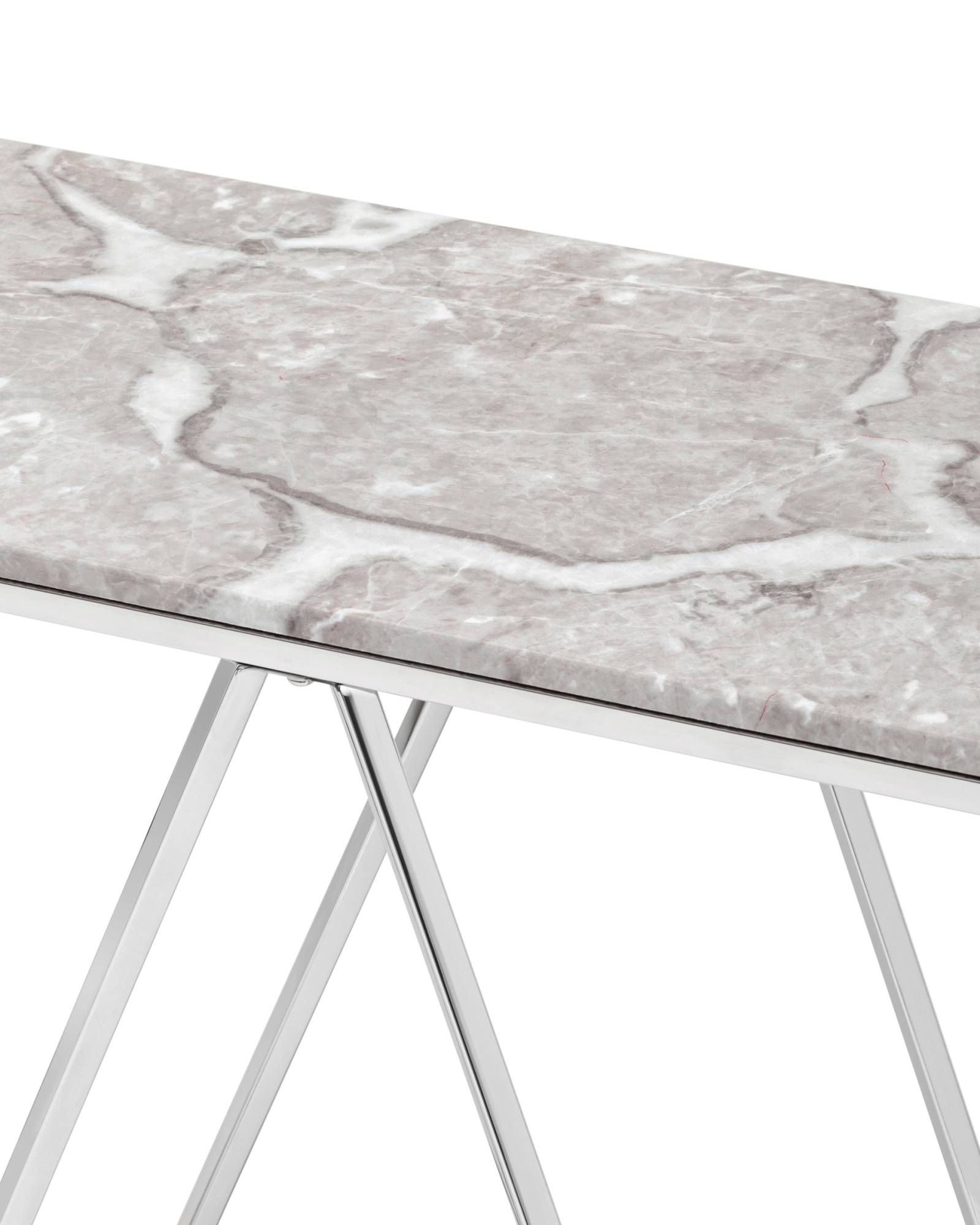 Консоль Авалон 122*41 серый мрамор сталь серебро Stool Group