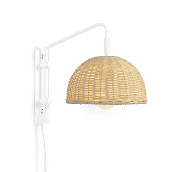 Бра Damila из металла с белой отделкой и из ротанга с натуральной отделкой La Forma (ex Julia Grup)