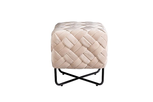 Пуф из плетеного велюра бежевый Garda Decor N-OT-100 BG BL