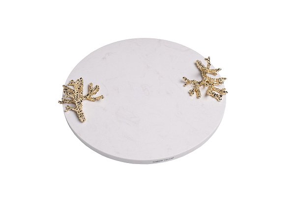Поднос мраморный с золотым декором Garda Decor 55RD6272