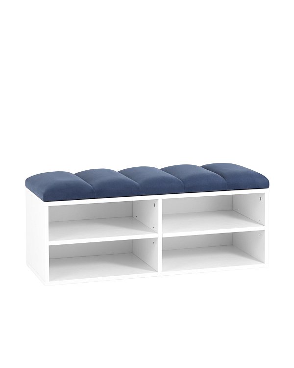 Обувница Хольст 2 белая велюр синий Stool Group