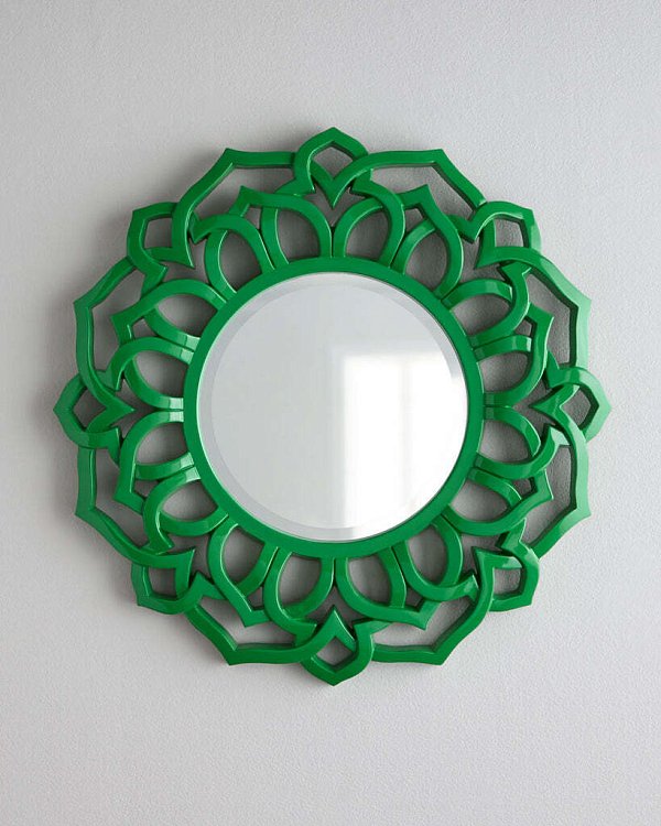 Круглое зеркало в зеленой раме Коул Louvre Home LH084green