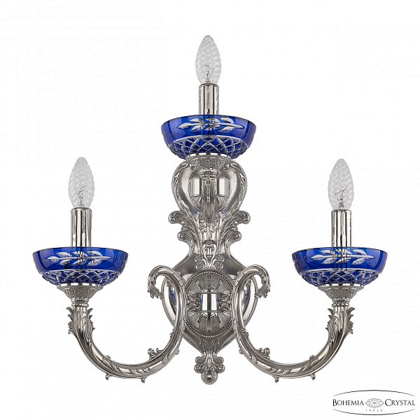 Бра бронзовые с хрусталём 7109B16/2+1/210 Ni P Clear-Blue/H-1J