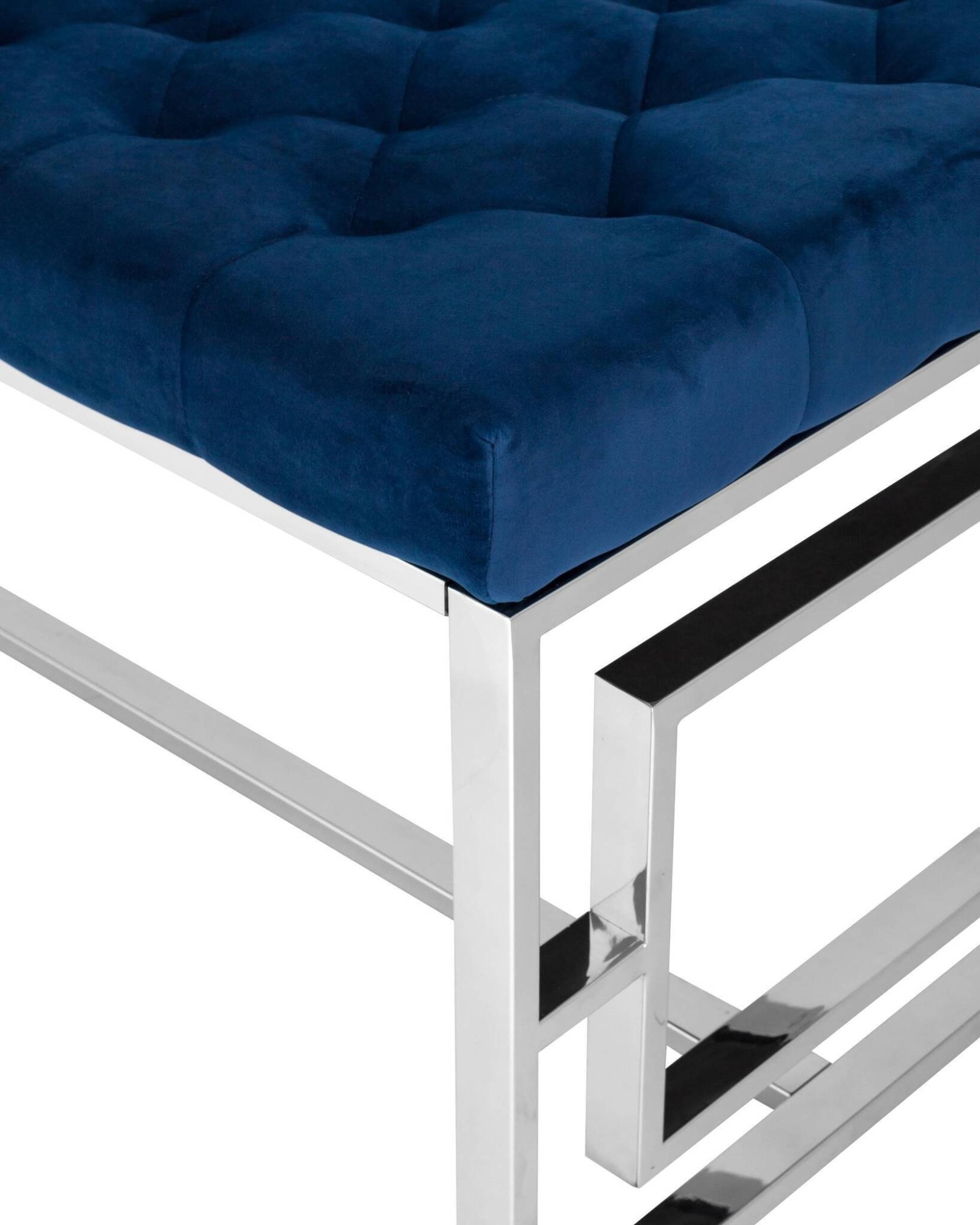 Банкетка-скамейка БРУКЛИН велюр синий сталь серебро Stool Group