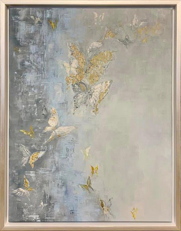 Холст "Бабочки" в серебряном багете Garda Decor 89VOR- BUTTERFLY