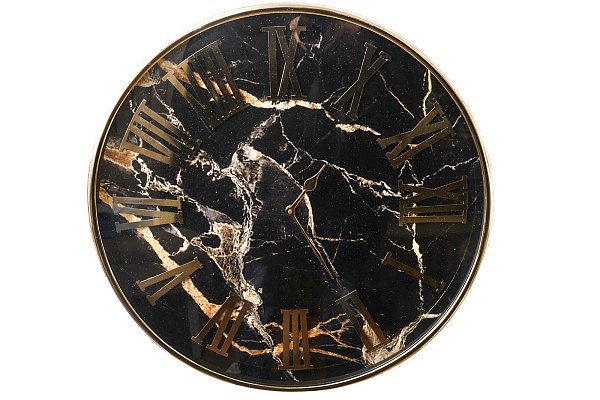 Часы настенные круглые чёрные/золото Garda Decor 79MAL-5838-51BL