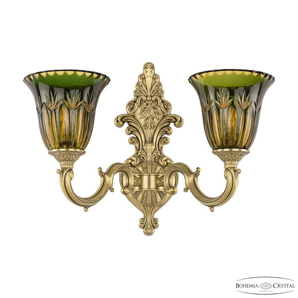 Бра бронзовые с хрусталём 7214B14/2/175 FP P2 U Amber-Green/H-1I