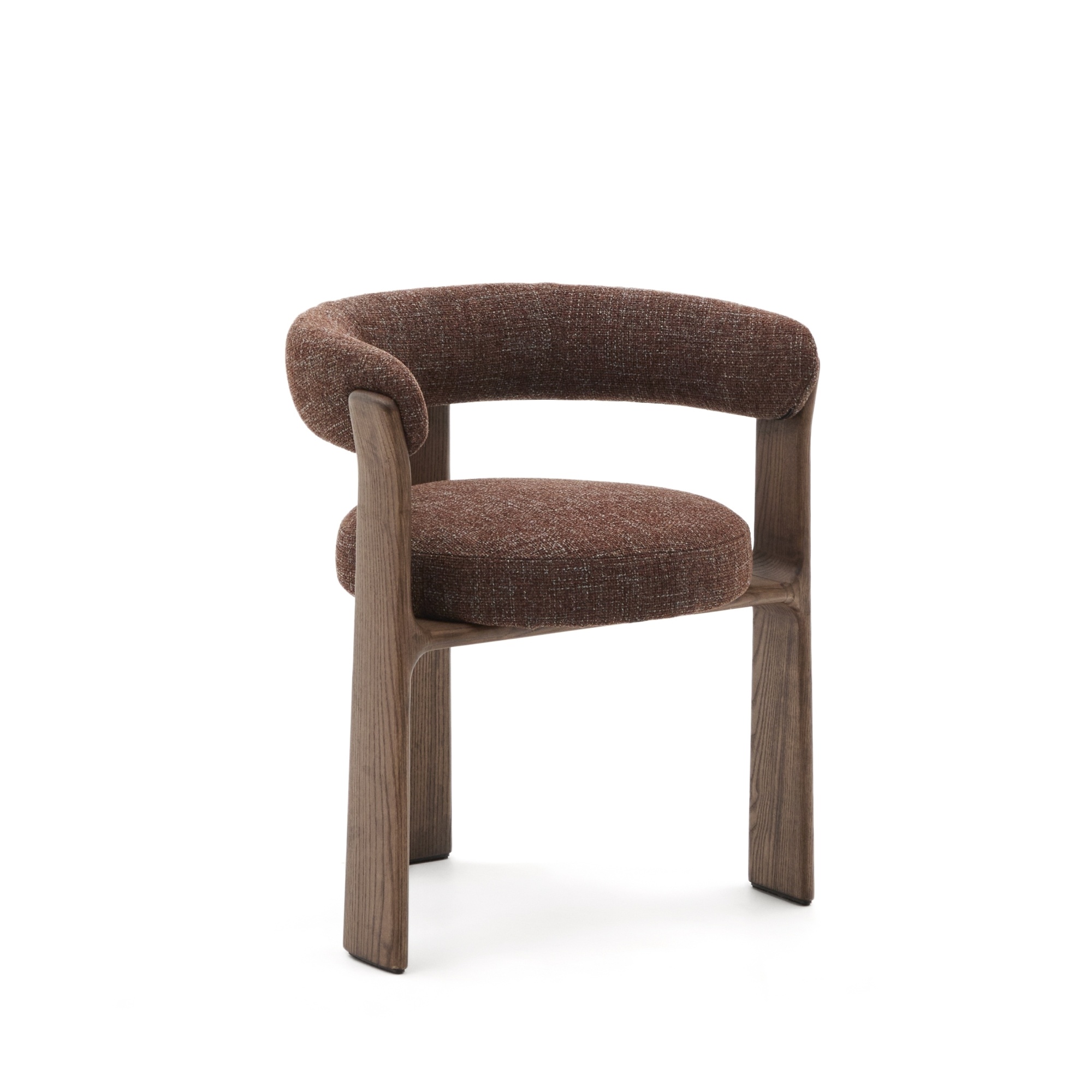Granite Стул на 3 ножках из коричневого шенилла и массива ясеня в отделке орех La Forma (ex Julia Grup)