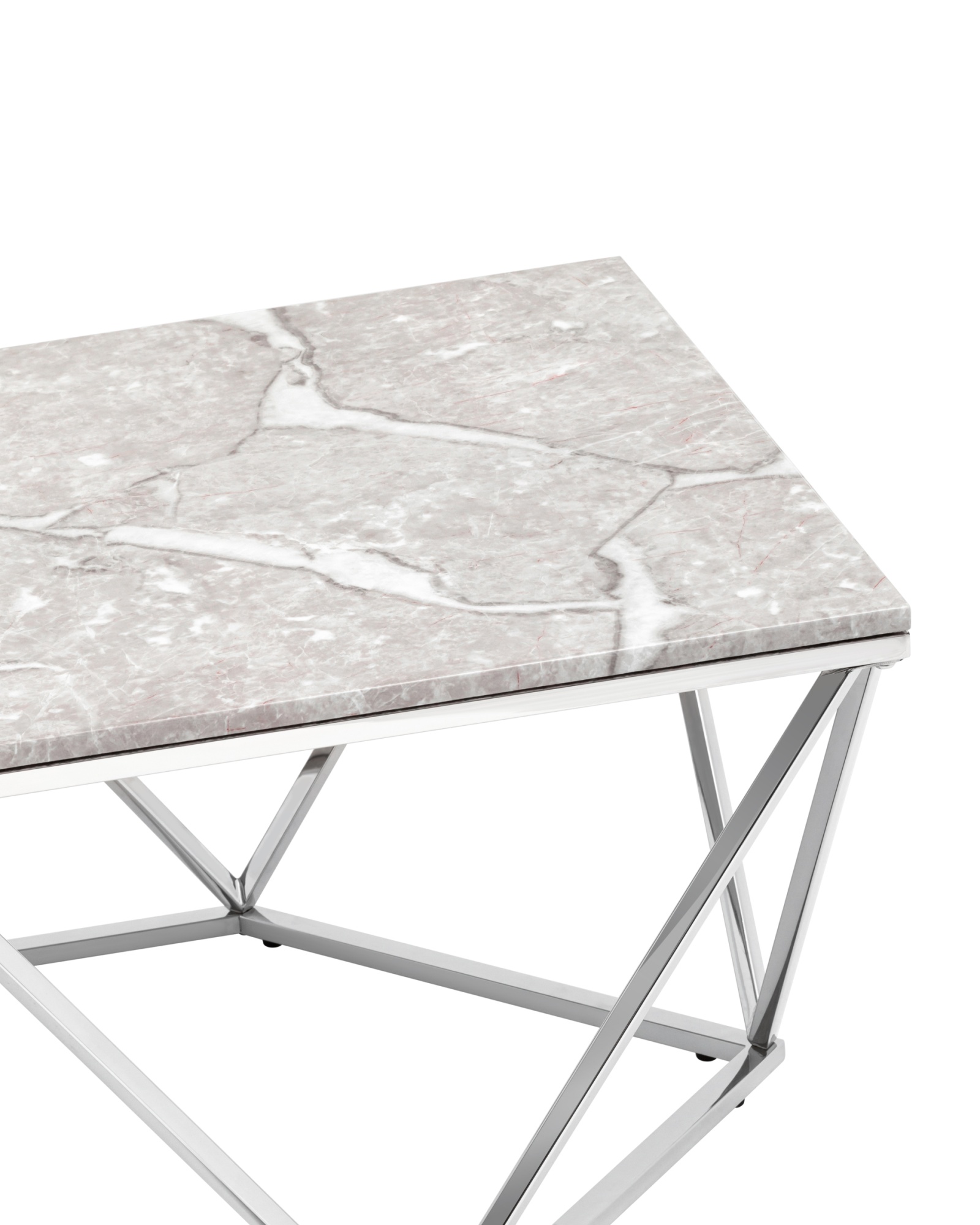 Журнальный столик Авалон 122*66 серый мрамор сталь серебро Stool Group