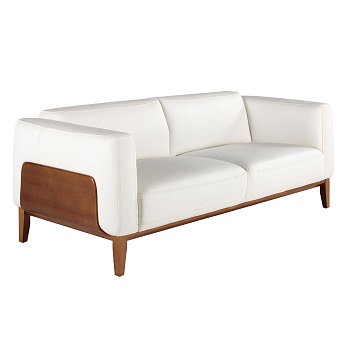 Диван 3-х местный 5353-3P-M9715 /6115 кожаный белый с каркасом из ореха Angel Cerda