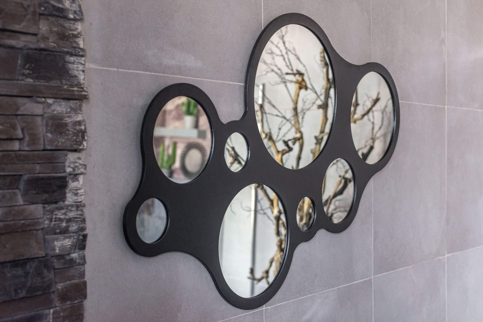 Зеркало BountyHome Round Eyes Black mv436-black