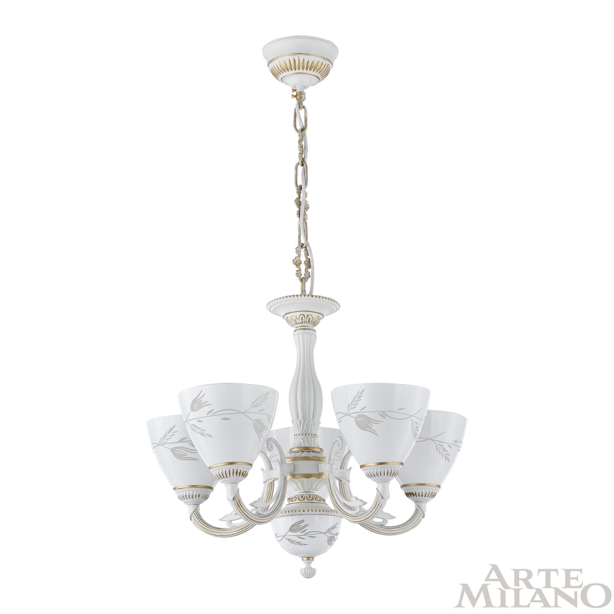 Люстра с плафонами 343659/5 WT+G Arte Milano