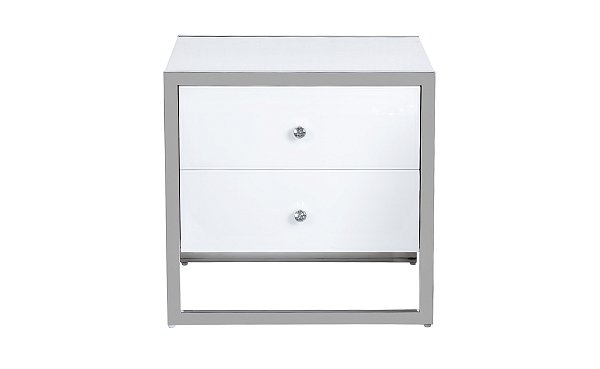 Тумбочка с 2мя ящиками белая/хром Garda Decor KFG104