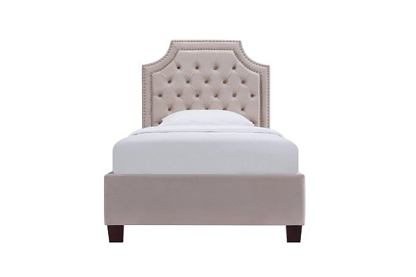 Кровать велюровая крем-брюле Garda Decor N-BS2022-90 CR