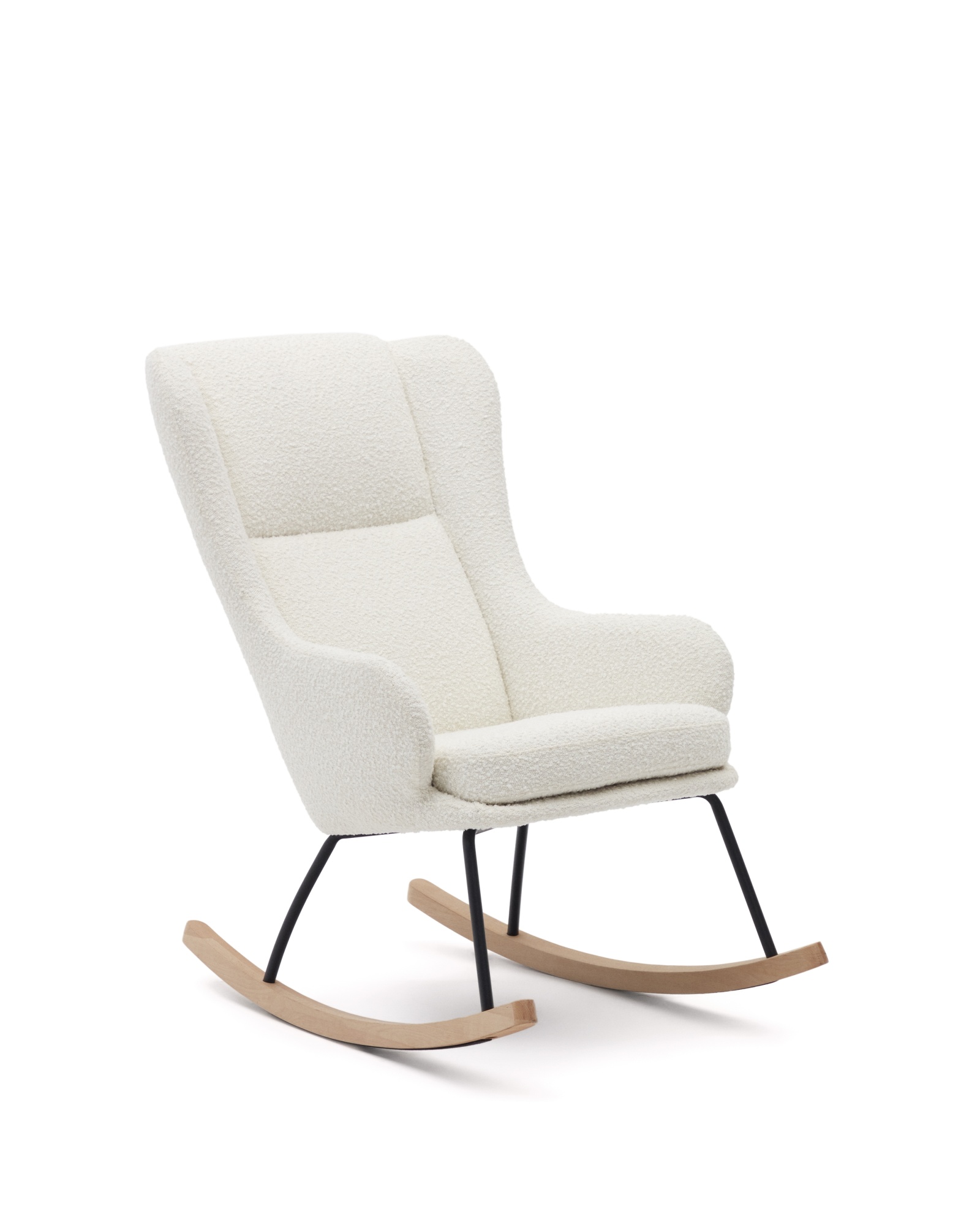 Maustin Кресло-качалка из белой овчины со стальной конструкцией и деревом бука La Forma (ex Julia Grup)