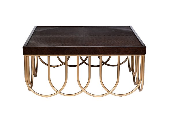 Стол журнальный квадратный вишнево-золотой Garda Decor ART-2706-CF