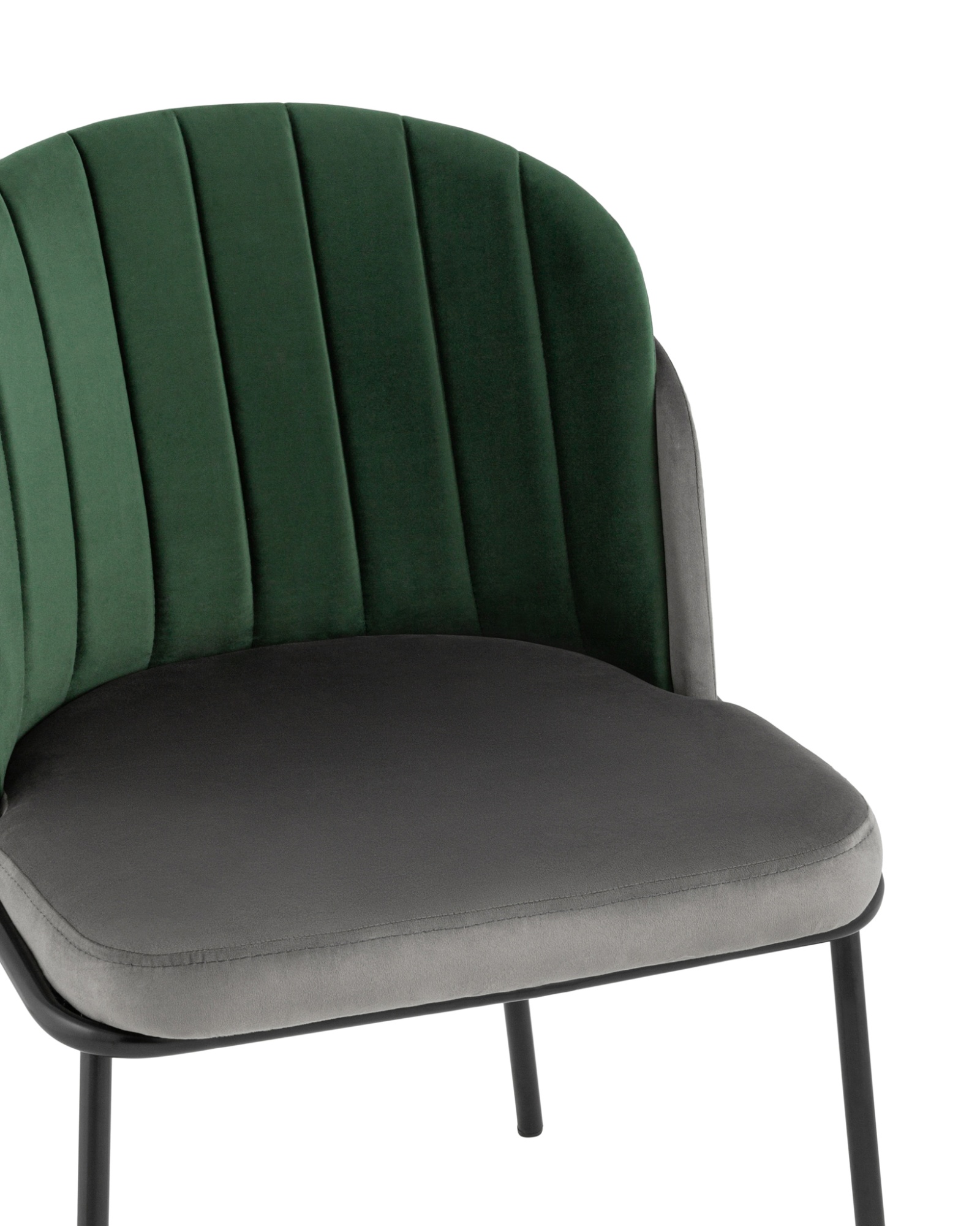 Стул Дабл велюр тёмно-серый с зеленой вставкой Stool Group