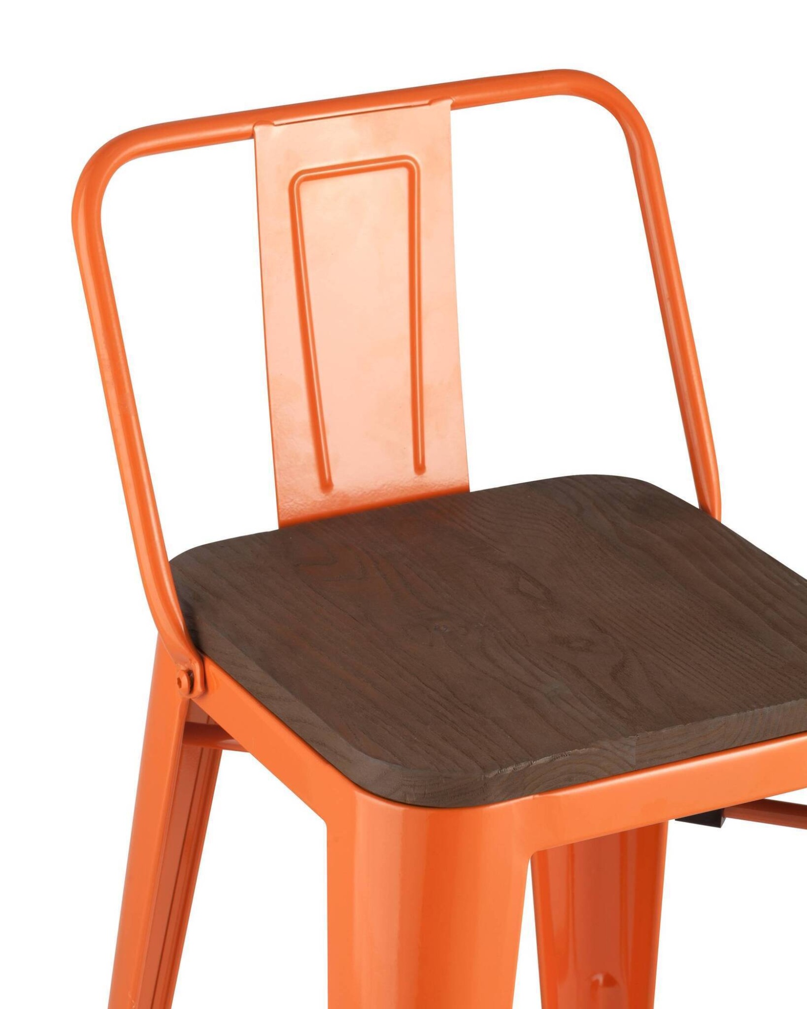 Стул полубарный TOLIX WOOD со спинкой оранжевый глянцевый Stool Group