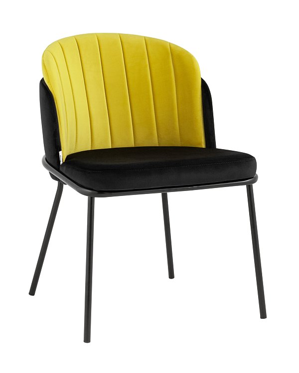 Стул Дабл велюр черный с желтой вставкой Stool Group