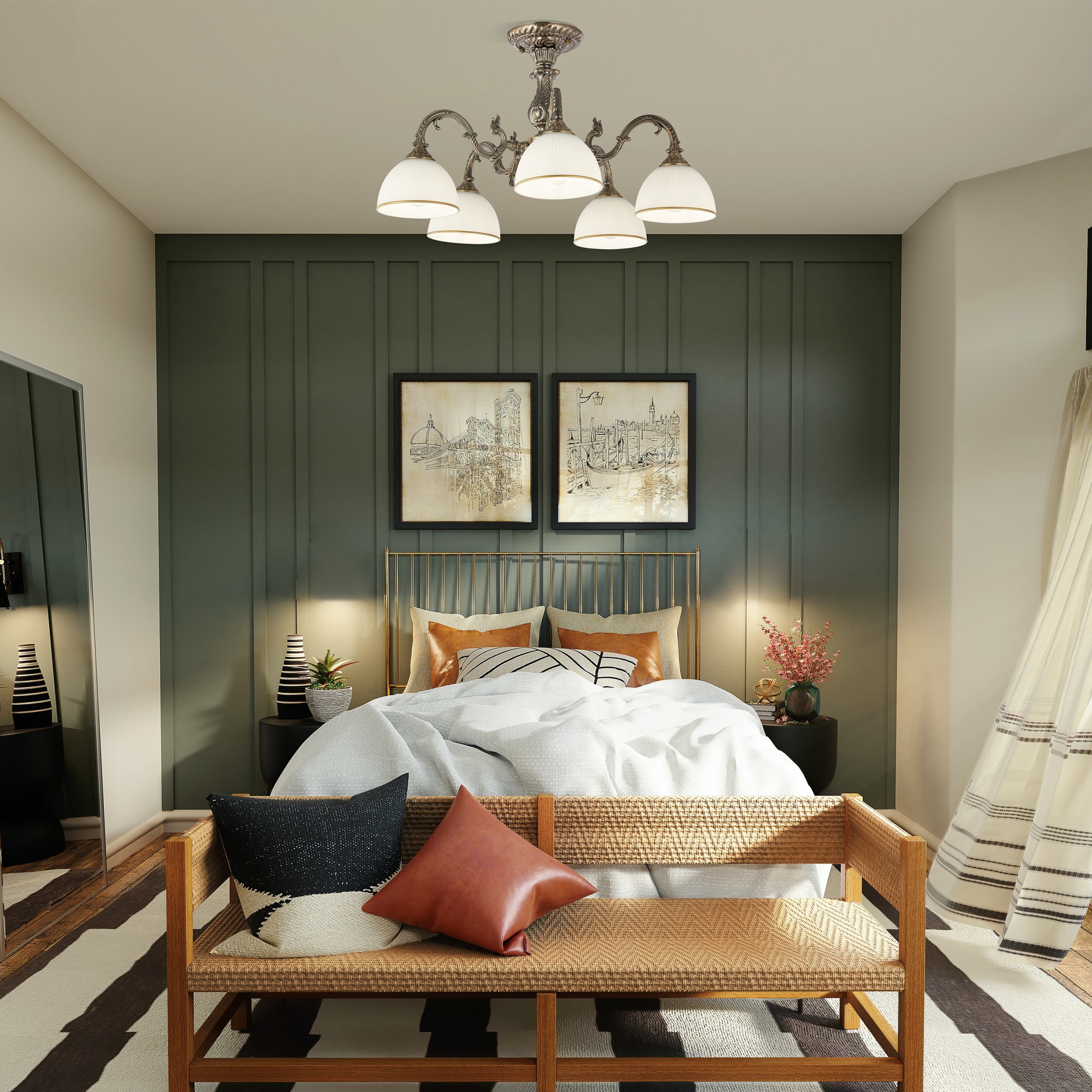 Люстра с плафонами 346410/5 AB Arte Milano