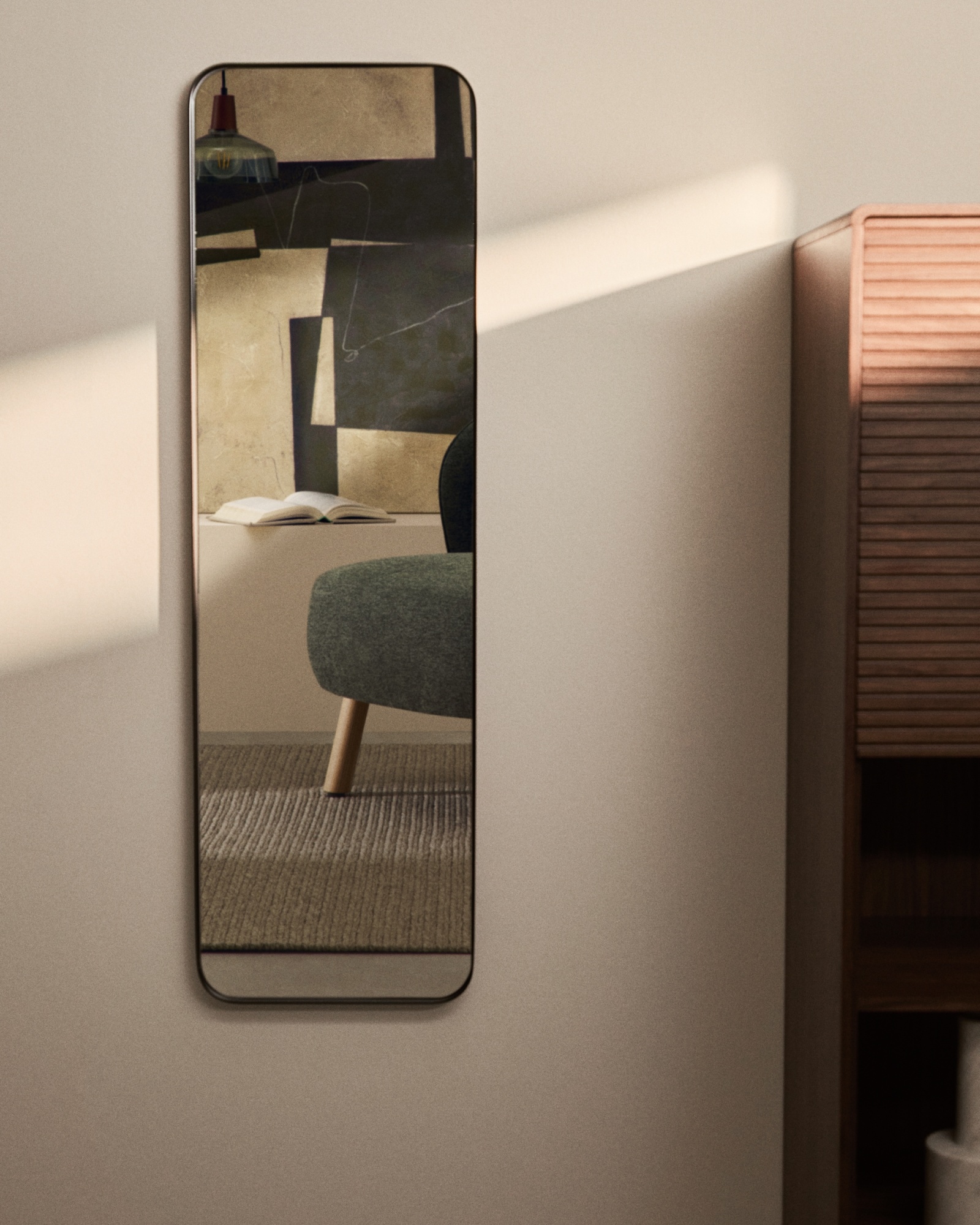 Черное металлическое зеркало Marco 55,5 x 150,5 см La Forma (ex Julia Grup)