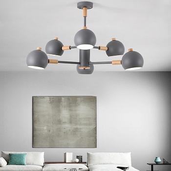 Люстра на штанге SVEN 6 lamps Grey by ImperiumLoft