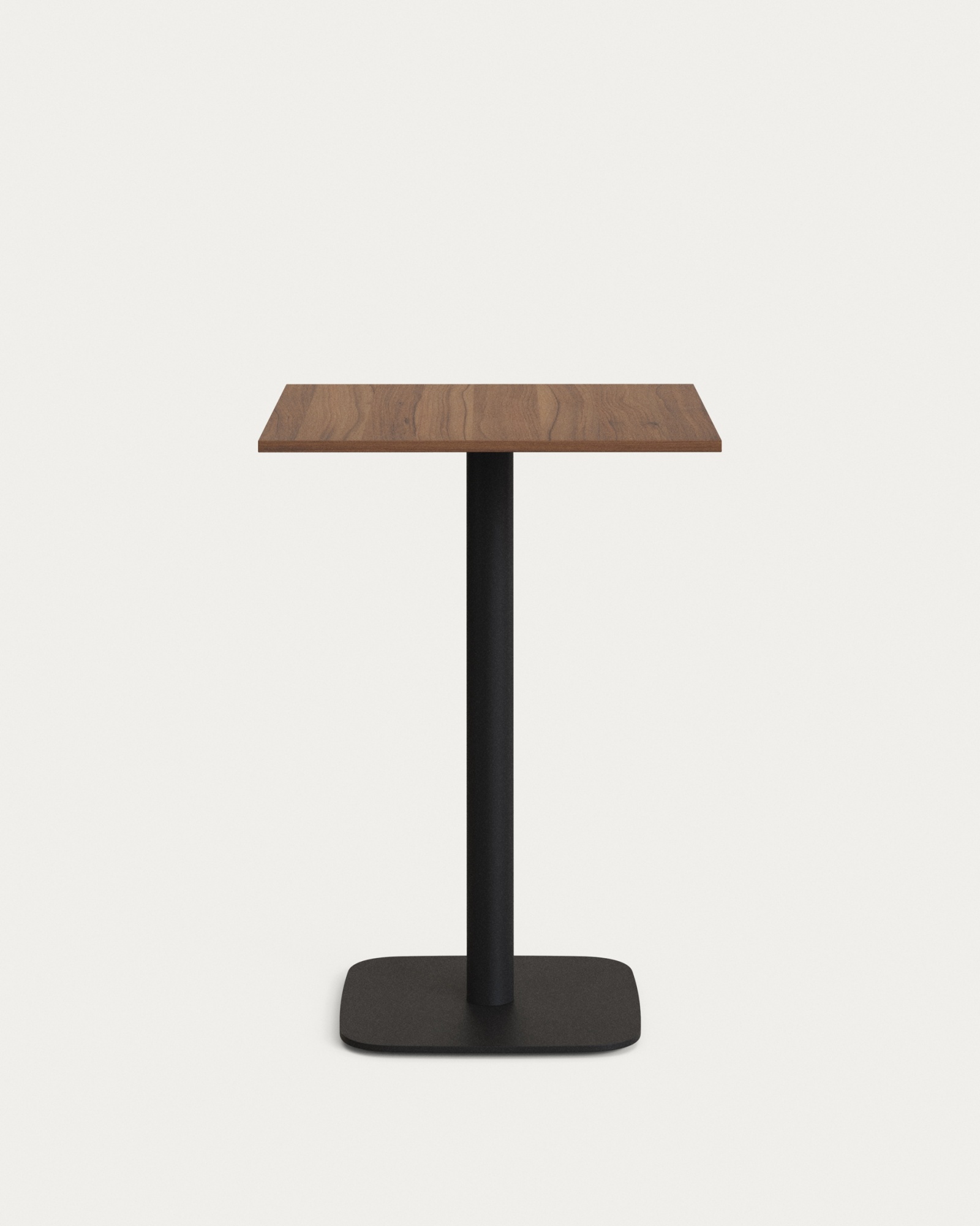 Dina высокий стол из меламина с ореховой отделкой и металлической черной ножкой 60x60x96 La Forma (ex Julia Grup)