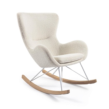 Кресло-качалка Vania из белой ткани букле La Forma (ex Julia Grup)