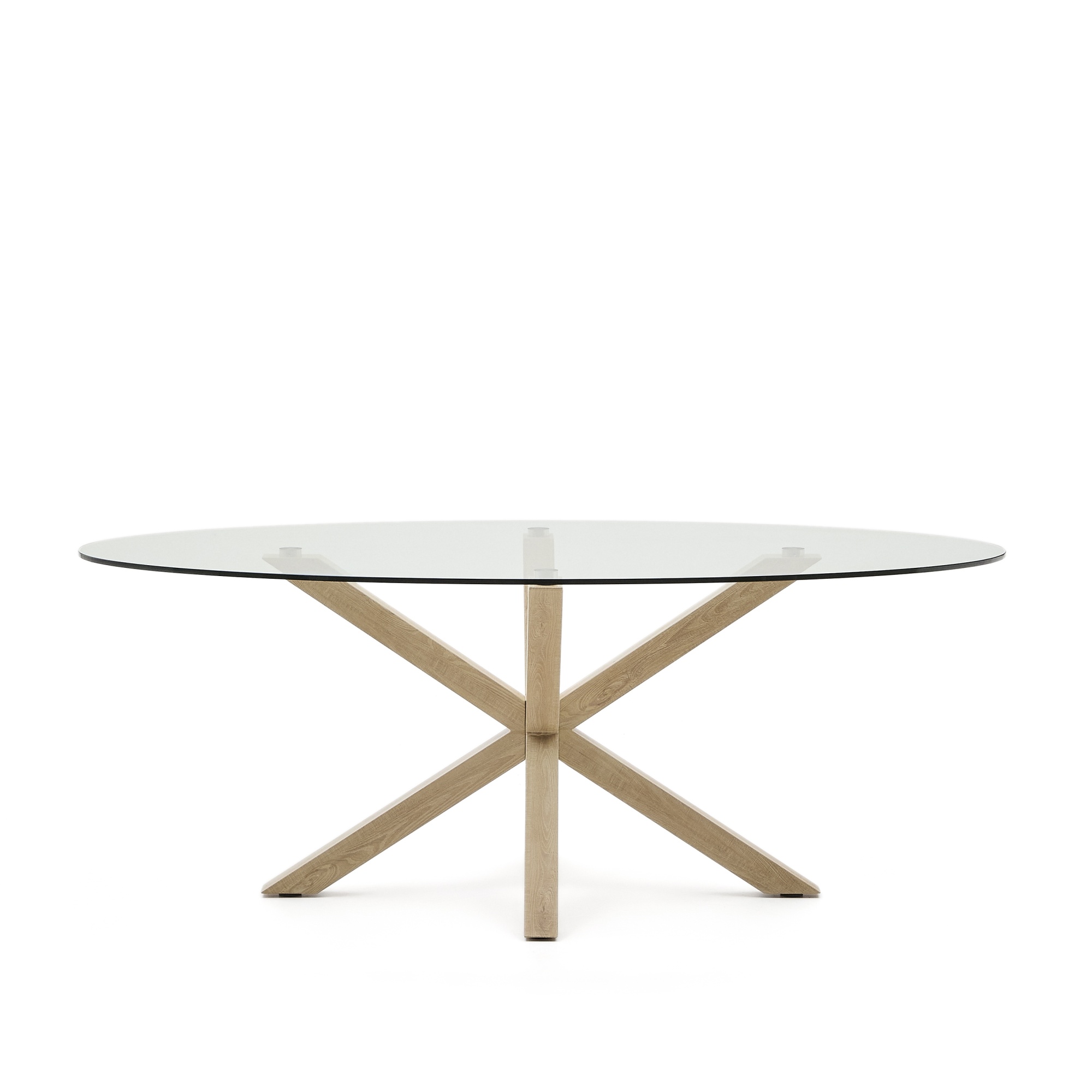 Овальный стол ARYA Argo из прозрачного стекла и стали с эффектом дерева 200x100 La Forma (ex Julia Grup)