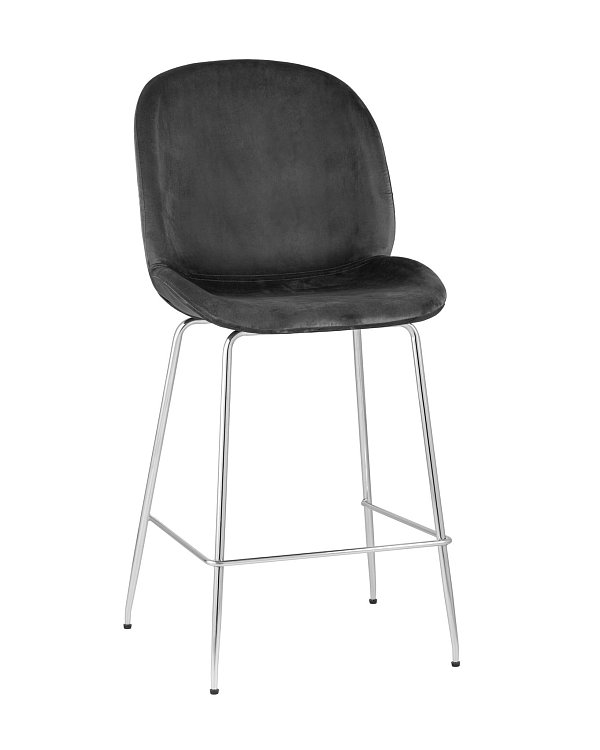 Стул полубарный Beetle со спинкой серый хромированные ножки Stool Group