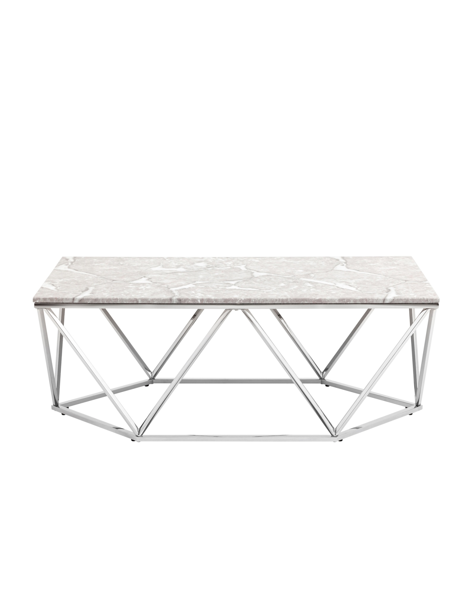 Журнальный столик Авалон 122*66 серый мрамор сталь серебро Stool Group